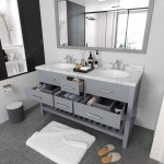 Caroline Estate 60" Bath Vanity in Gray, Quartz Top, Sinks, MD-2260-CMRO-GR-010