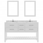 Caroline Estate 60" Bath Vanity in White, Quartz Top, Sinks, MD-2260-CMRO-WH