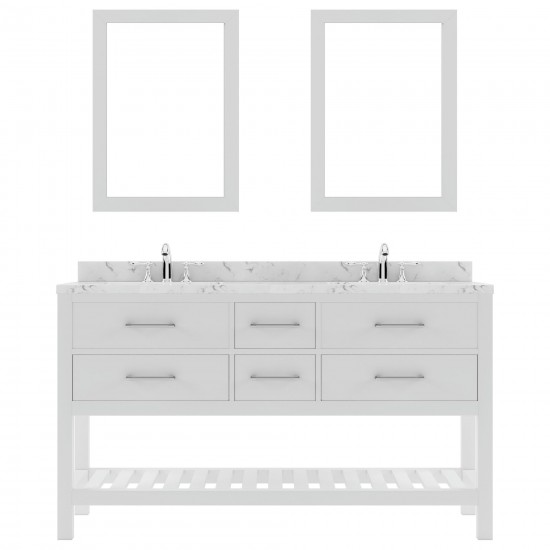 Caroline Estate 60" Bath Vanity in White, Quartz Top, Sinks, MD-2260-CMRO-WH