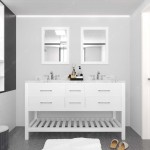 Caroline Estate 60" Bath Vanity in White, Quartz Top, Sinks, MD-2260-CMRO-WH