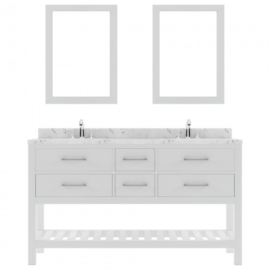 Caroline Estate 60" Bath Vanity in White, Quartz Top, Sinks, MD-2260-CMRO-WH-001