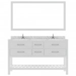 Caroline Estate 60" Bath Vanity in White, Quartz Top, Sinks, MD-2260-CMRO-WH-010