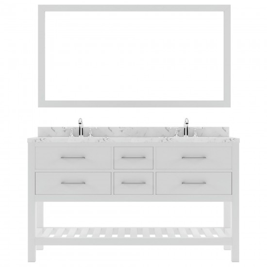 Caroline Estate 60" Bath Vanity in White, Quartz Top, Sinks, MD-2260-CMRO-WH-010