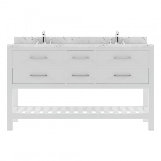 Caroline Estate 60" Bath Vanity in White, Quartz Top, Sinks, MD-2260-CMRO-WH-NM