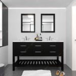 Caroline Estate 60" Bath Vanity in Espresso, Quartz Top, Sinks, MD-2260-CMSQ-ES