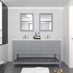 Caroline Estate 60" Bath Vanity in Gray, Quartz Top, Sinks, MD-2260-CMSQ-GR-001