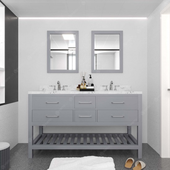 Caroline Estate 60" Bath Vanity in Gray, Quartz Top, Sinks, MD-2260-CMSQ-GR-002