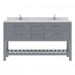 Caroline Estate 60" Bath Vanity in Gray, Quartz Top, Sinks, MD-2260-CMSQ-GR-NM