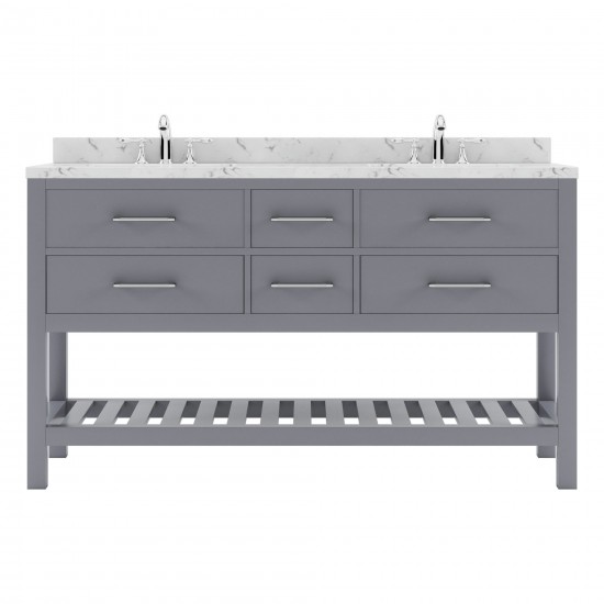 Caroline Estate 60" Bath Vanity in Gray, Quartz Top, Sinks, MD-2260-CMSQ-GR-NM