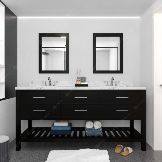 Caroline Estate 72" Bath Vanity in Espresso, Quartz Top, Sinks, MD-2272-CMRO-ES