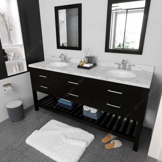 Caroline Estate 72" Bath Vanity in Espresso, Quartz Top, Sinks, MD-2272-CMRO-ES