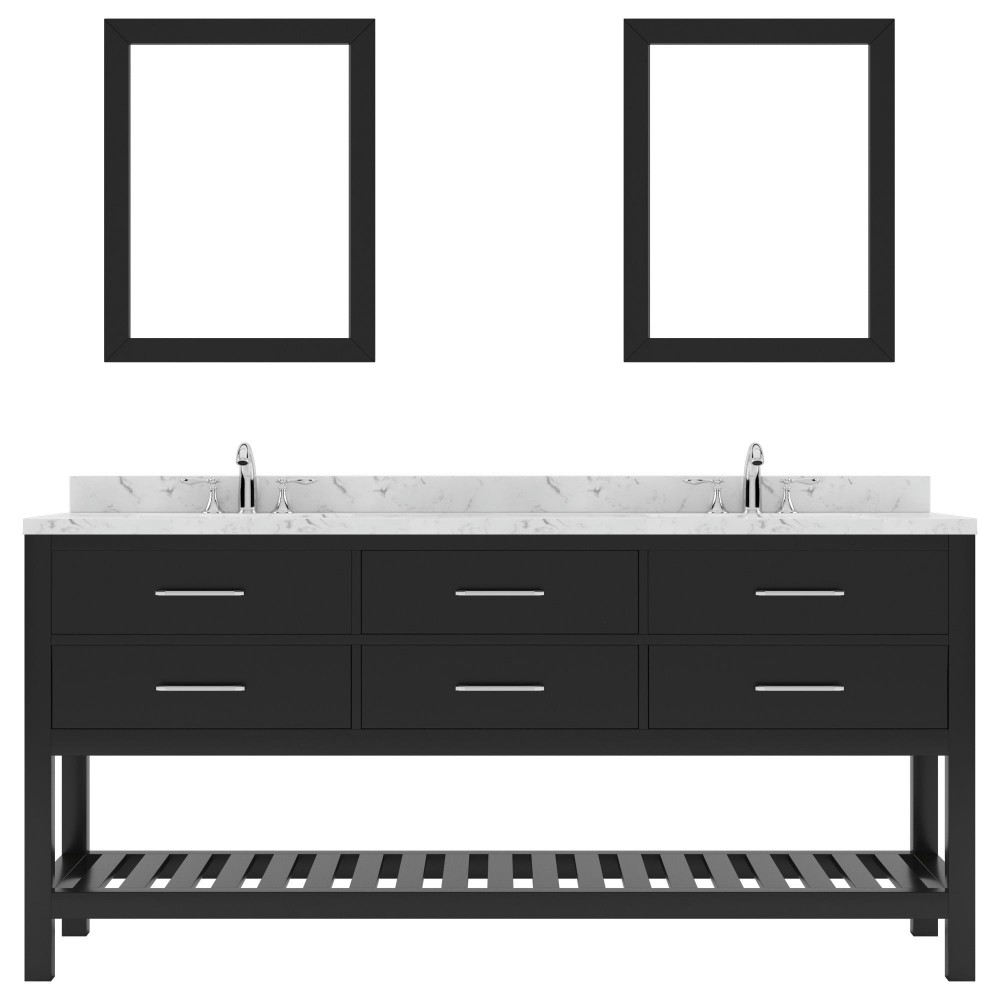 Caroline Estate 72" Bath Vanity Espresso, Quartz Top, Sinks, MD-2272-CMRO-ES-001