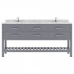 Caroline Estate 72" Bath Vanity in Gray, Quartz Top, Sinks, MD-2272-CMRO-GR-NM