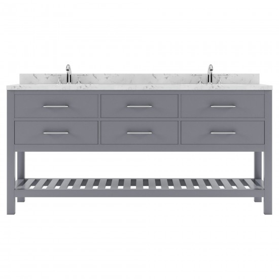 Caroline Estate 72" Bath Vanity in Gray, Quartz Top, Sinks, MD-2272-CMRO-GR-NM