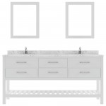 Caroline Estate 72" Bath Vanity in White, Quartz Top, Sinks, MD-2272-CMRO-WH-001