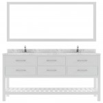 Caroline Estate 72" Bath Vanity in White, Quartz Top, Sinks, MD-2272-CMRO-WH-010