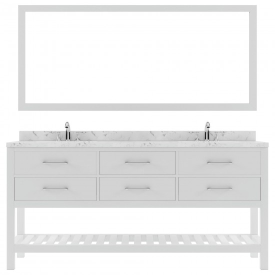 Caroline Estate 72" Bath Vanity in White, Quartz Top, Sinks, MD-2272-CMRO-WH-010