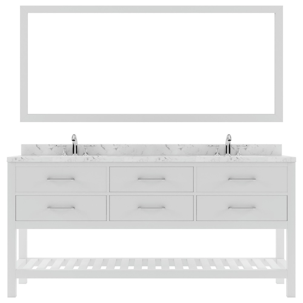 Caroline Estate 72" Bath Vanity in White, Quartz Top, Sinks, MD-2272-CMRO-WH-010