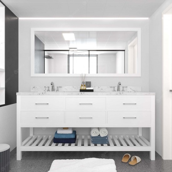 Caroline Estate 72" Bath Vanity in White, Quartz Top, Sinks, MD-2272-CMRO-WH-010