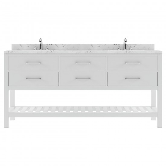 Caroline Estate 72" Bath Vanity in White, Quartz Top, Sinks, MD-2272-CMRO-WH-NM