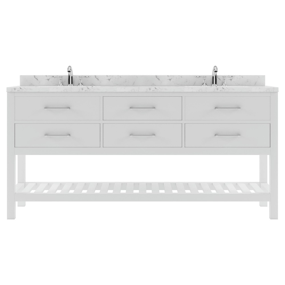Caroline Estate 72" Bath Vanity in White, Quartz Top, Sinks, MD-2272-CMRO-WH-NM