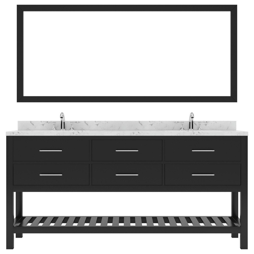 Caroline Estate 72" Bath Vanity Espresso, Quartz Top, Sinks, MD-2272-CMSQ-ES-010