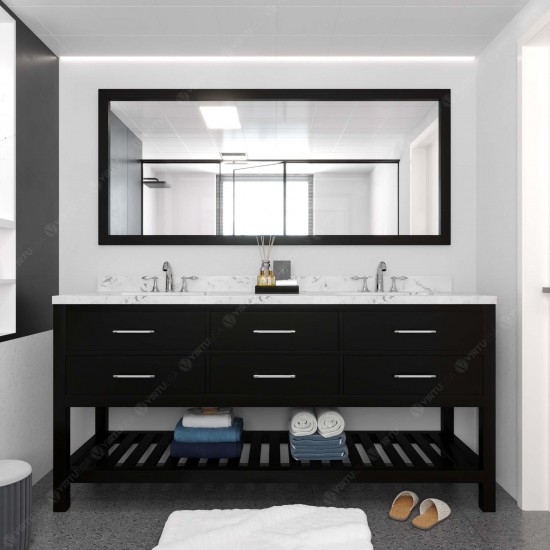 Caroline Estate 72" Bath Vanity Espresso, Quartz Top, Sinks, MD-2272-CMSQ-ES-010