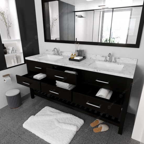 Caroline Estate 72" Bath Vanity Espresso, Quartz Top, Sinks, MD-2272-CMSQ-ES-010