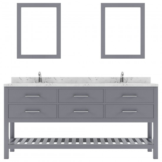 Caroline Estate 72" Bath Vanity in Gray, Quartz Top, Sinks, MD-2272-CMSQ-GR