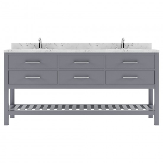 Caroline Estate 72" Bath Vanity in Gray, Quartz Top, Sinks, MD-2272-CMSQ-GR-NM