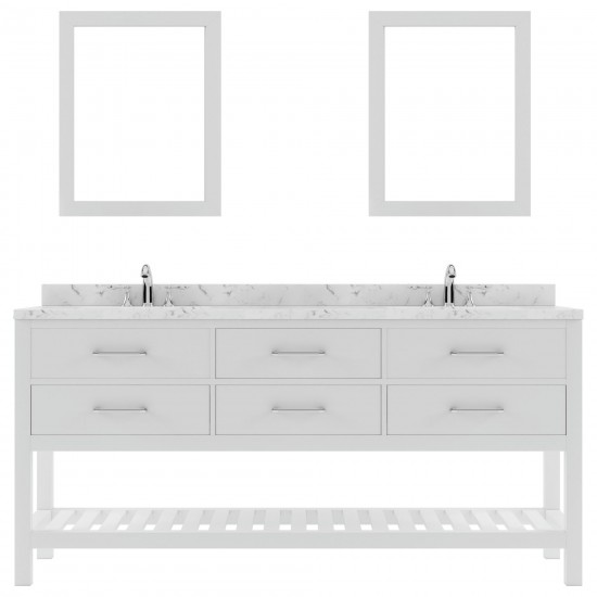 Caroline Estate 72" Bath Vanity in White, Quartz Top, Sinks, MD-2272-CMSQ-WH-001