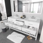 Caroline Estate 72" Bath Vanity in White, Quartz Top, Sinks, MD-2272-CMSQ-WH-010
