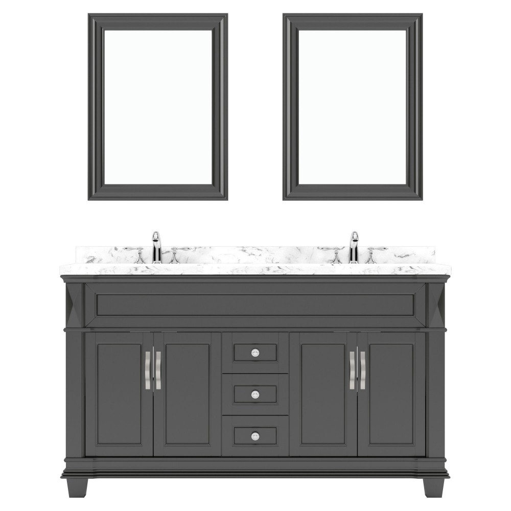 Victoria 60" Double Bath Vanity Espresso, Quartz Top, Sinks, MD-2660-CMRO-ES-002