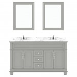 Victoria 60" Double Bath Vanity in Gray, Quartz Top, Sinks, MD-2660-CMRO-GR