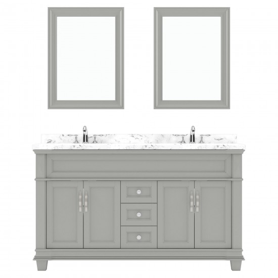 Victoria 60" Double Bath Vanity in Gray, Quartz Top, Sinks, MD-2660-CMRO-GR