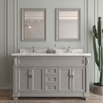 Victoria 60" Double Bath Vanity in Gray, Quartz Top, Sinks, MD-2660-CMRO-GR