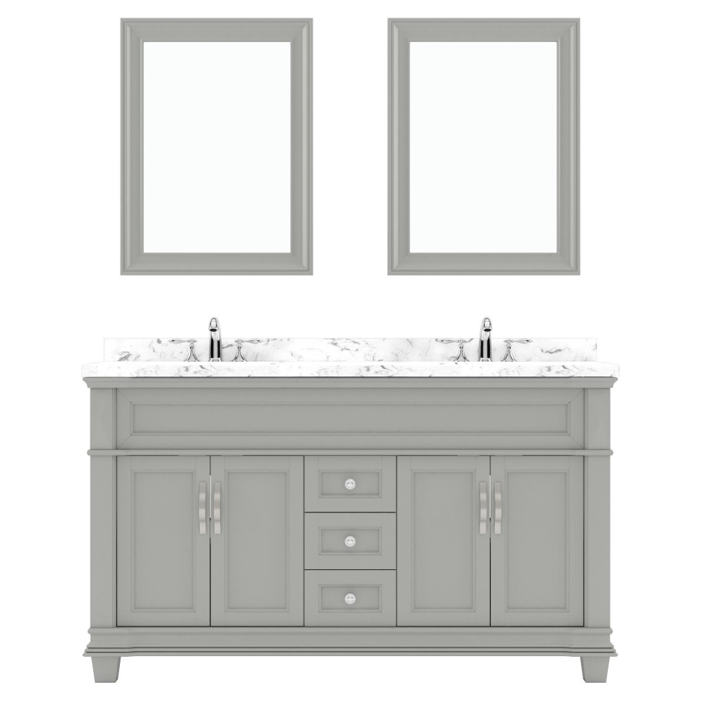 Victoria 60" Double Bath Vanity in Gray, Quartz Top, Sinks, MD-2660-CMRO-GR-002
