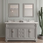 Victoria 60" Double Bath Vanity in Gray, Quartz Top, Sinks, MD-2660-CMRO-GR-002