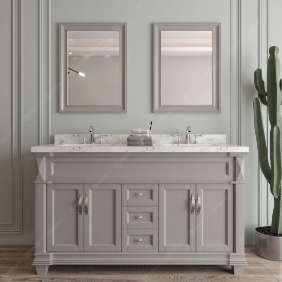 Victoria 60" Double Bath Vanity in Gray, Quartz Top, Sinks, MD-2660-CMRO-GR-002