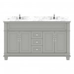 Victoria 60" Double Bath Vanity in Gray, Quartz Top, Sinks, MD-2660-CMRO-GR-NM