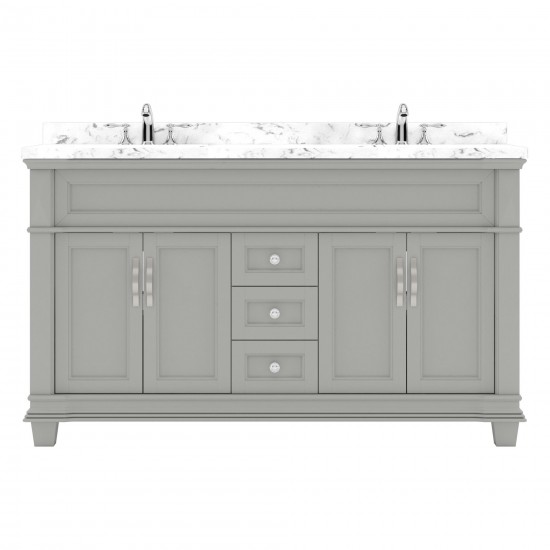 Victoria 60" Double Bath Vanity in Gray, Quartz Top, Sinks, MD-2660-CMRO-GR-NM