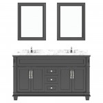 Victoria 60" Double Bath Vanity in Espresso, Quartz Top, Sinks, MD-2660-CMSQ-ES