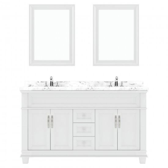 Victoria 60" Double Bath Vanity in White, Quartz Top, Sinks, MD-2660-CMSQ-WH-001