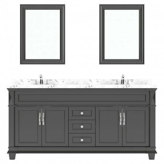 Victoria 72" Double Bath Vanity in Espresso, Quartz Top, Sinks, MD-2672-CMRO-ES