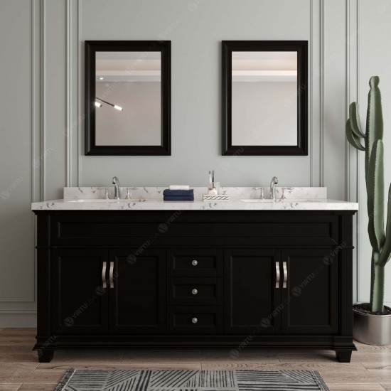 Victoria 72" Double Bath Vanity in Espresso, Quartz Top, Sinks, MD-2672-CMRO-ES