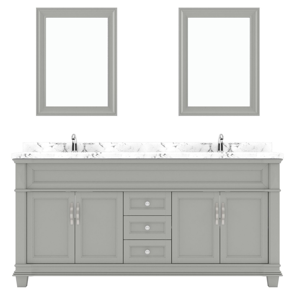 Victoria 72" Double Bath Vanity in Gray, Quartz Top, Sinks, MD-2672-CMRO-GR-002