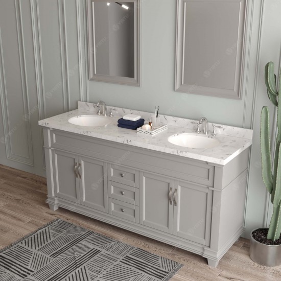 Victoria 72" Double Bath Vanity in Gray, Quartz Top, Sinks, MD-2672-CMRO-GR-002