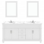 Victoria 72" Double Bath Vanity in White, Quartz Top, Sinks, MD-2672-CMRO-WH-001