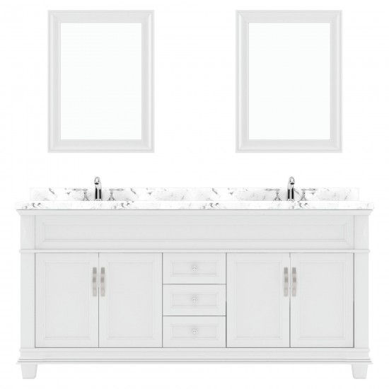 Victoria 72" Double Bath Vanity in White, Quartz Top, Sinks, MD-2672-CMRO-WH-001