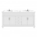 Victoria 72" Double Bath Vanity in White, Quartz Top, Sinks, MD-2672-CMRO-WH-NM